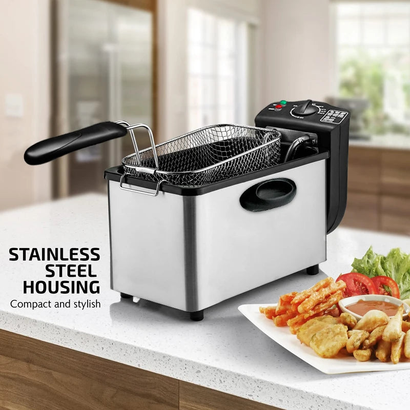 2000W Electric Deep Fryers Oil Oven Adjustable Thermostat Fried Chicken Grill French 4L Fries Frying Machine Heating Cooker