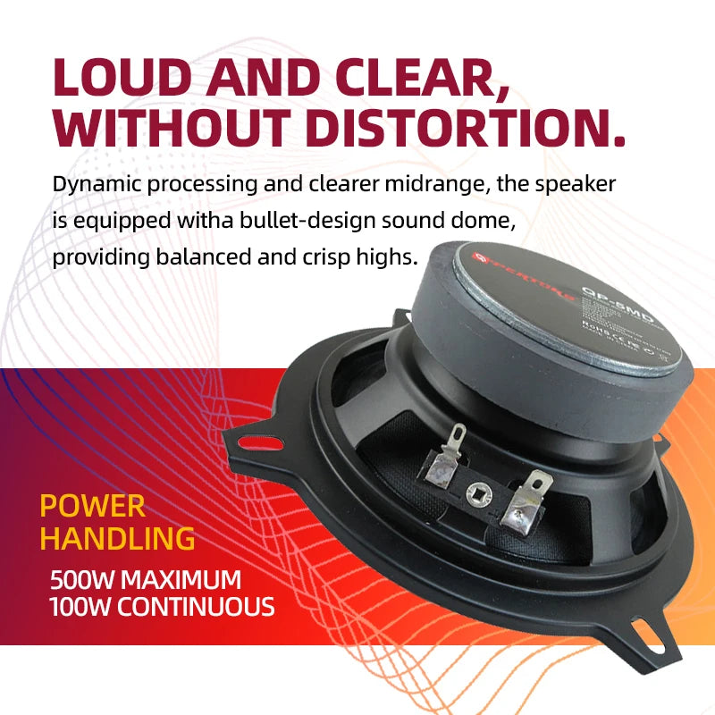 1 Pair 5-Inch Mid-Range Speakers (2X500W) Car Door Speaker Surround Sound Systems Music Players High-Fidelity Audio Speaker