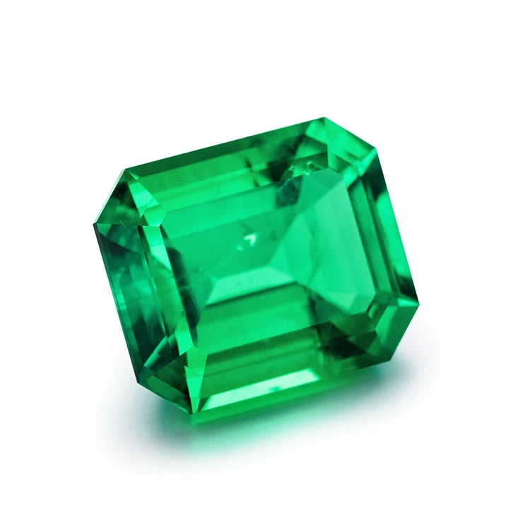 Columbian Emerald Lab Grown Loose Gemstone Muzo Green Smaragd Hydrothermal Square Step Cut Synthetic Full Size