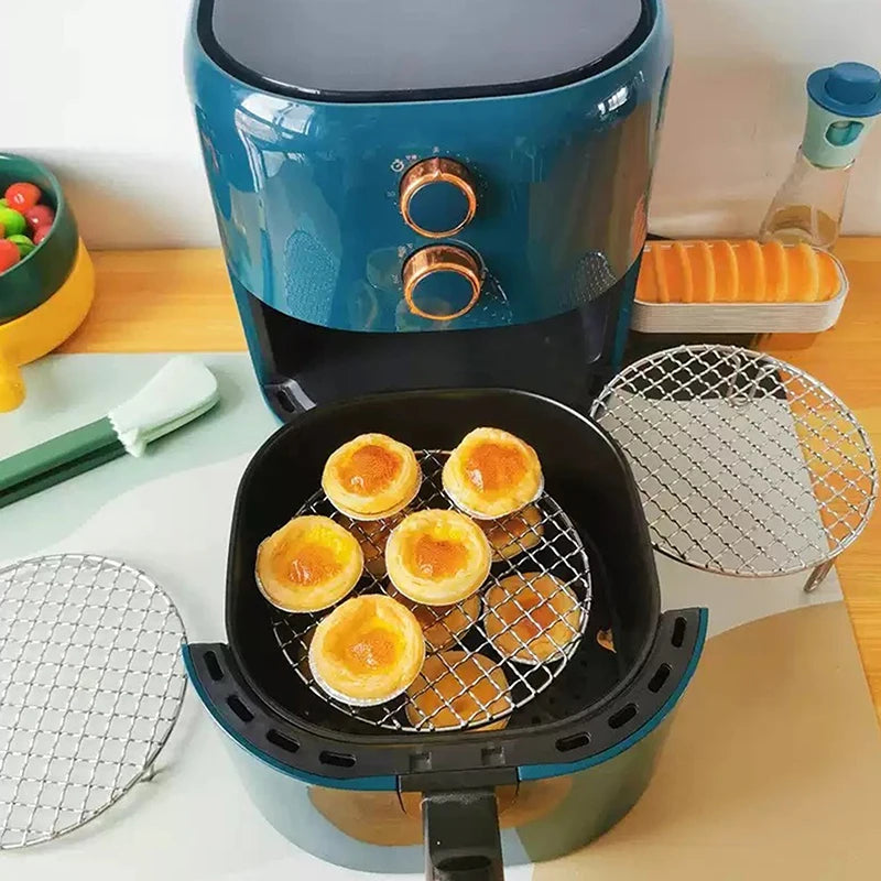 HOT! Round Air Fryer Rack With Legs Stackable Grid Grilling Rack Stainless Steel Anti-corrosion For Home Kitchen Oven Steamer