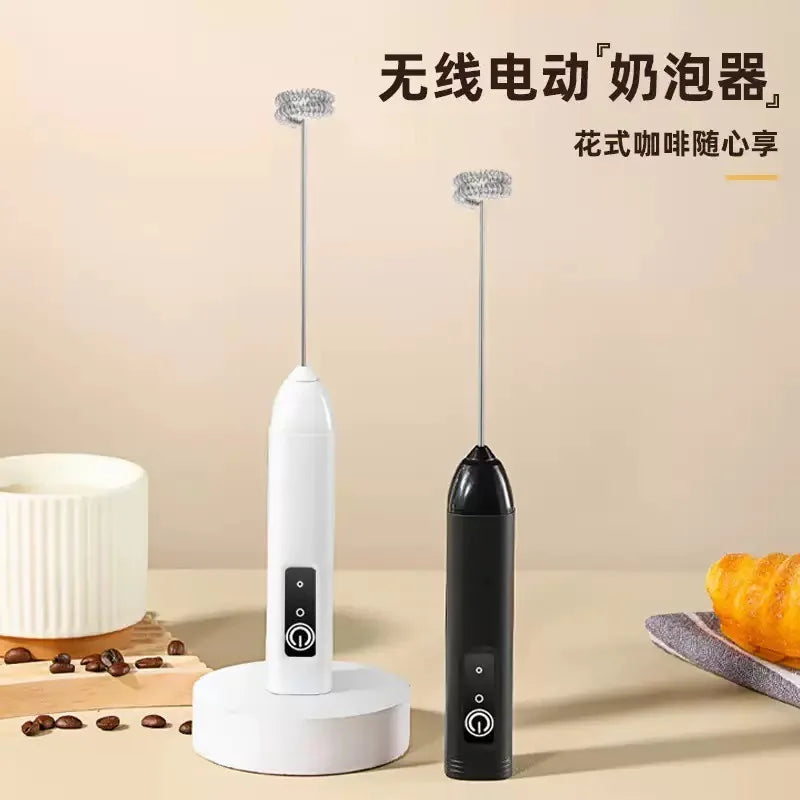 BOX Cordless Electric Milk Frother Hand Mixer Whisk, USB 3 Speeds Handheld Milk Foamer for Coffee Cappuccino Mini Blender