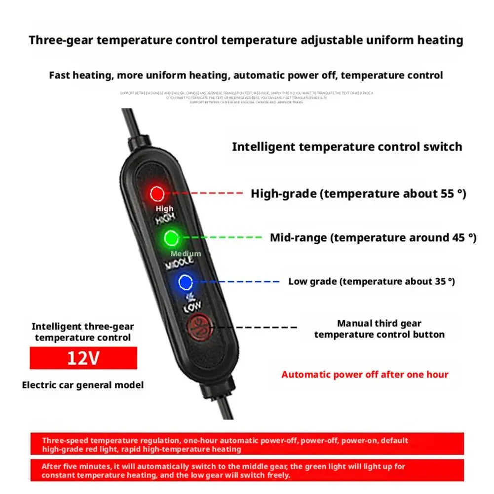 Motorcycle USB Heated Handlebar Grips 3 - Gear Temperature Control Fast Heating Non-Destructive Stick-On Installation Warmers