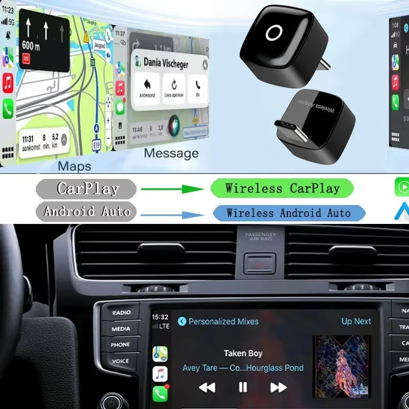 Skilldrive 2025 Upgraded Wireless CarPlay Adapter Wireless Android Auto AI Smart Box Intelligent Systems for Wired CarPlay Car