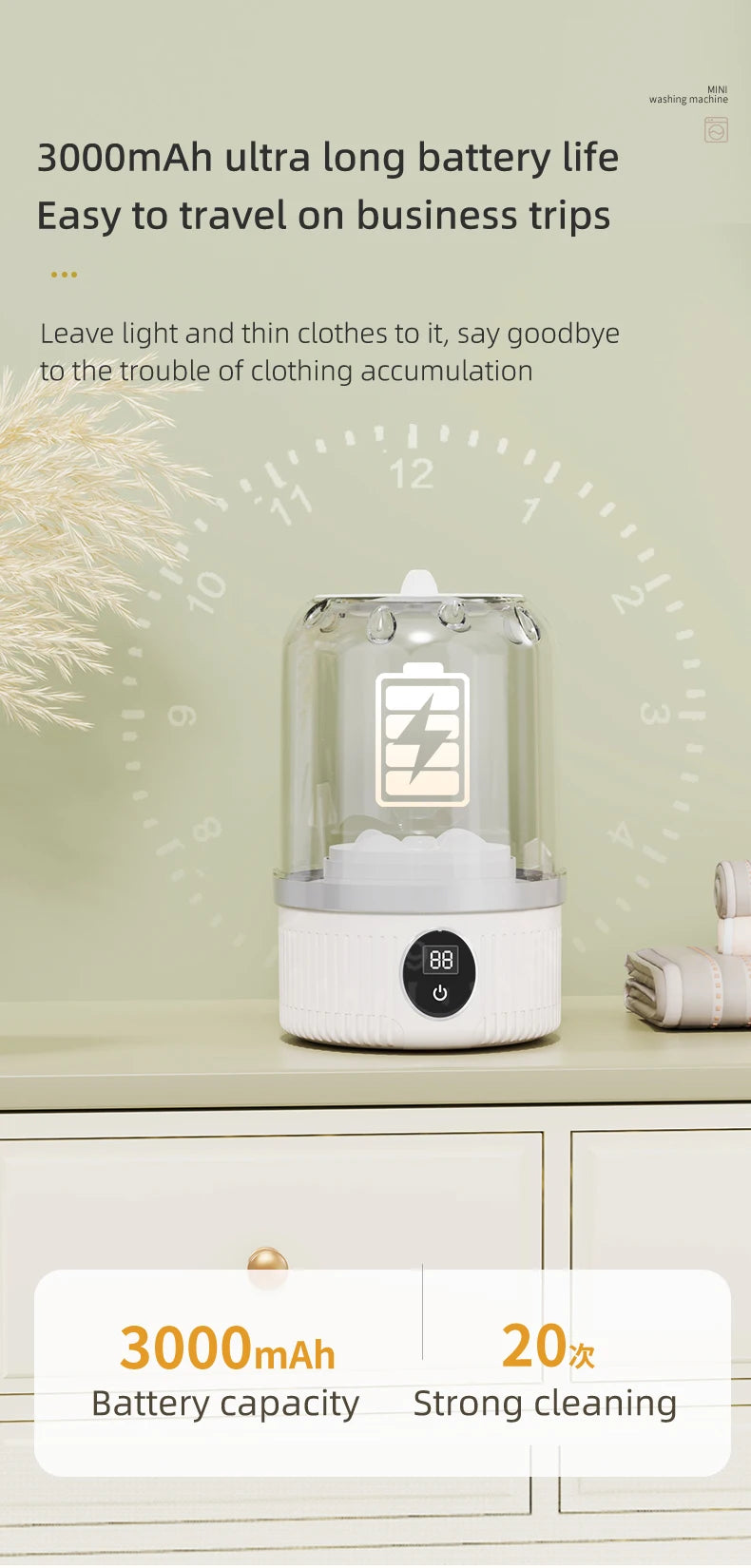 Mini Washing Machine Household Electric Washing Cup Underwear Socks Small Wireless Charging Washing Machine