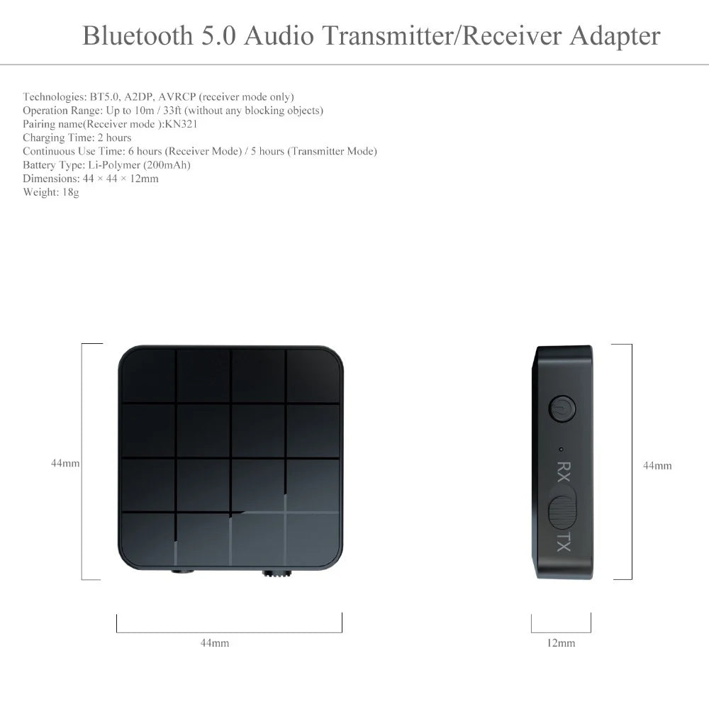 Bluetooth-compatible 5.0 Audio Receiver Transmitter AUX RCA 3.5 Jack USB Music Stereo Wireless Adapters Dongle For TV PC Speaker