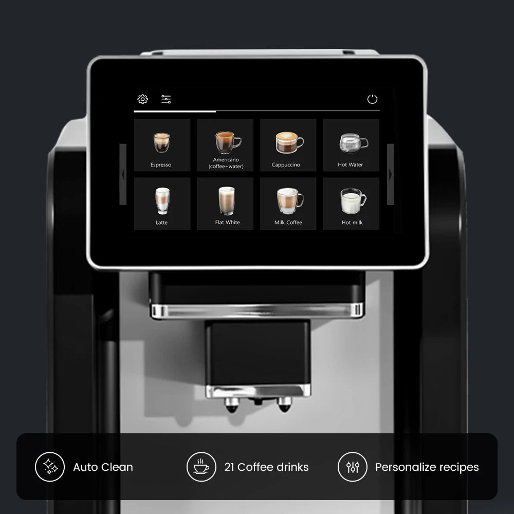 Mcilpoog WS817 -7"colorfAutomatic Espresso Machine with Milk Frother,  21 Flavors for Home & Office