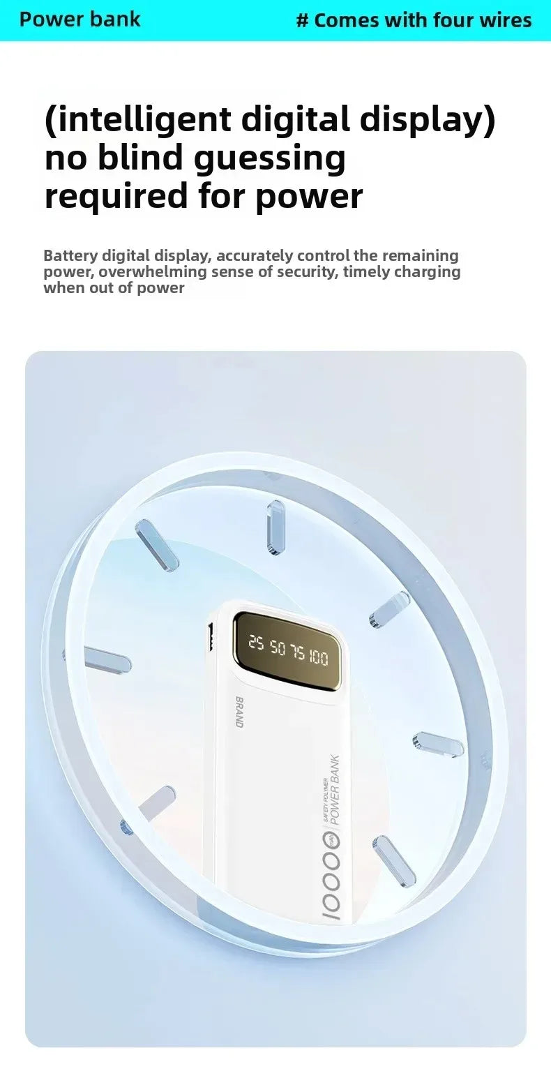 CCC Certified 10000mAh 20000mAh Power Bank Built in Type C Cable Ultra Thin Digital Display Portable External Battery Powerbank