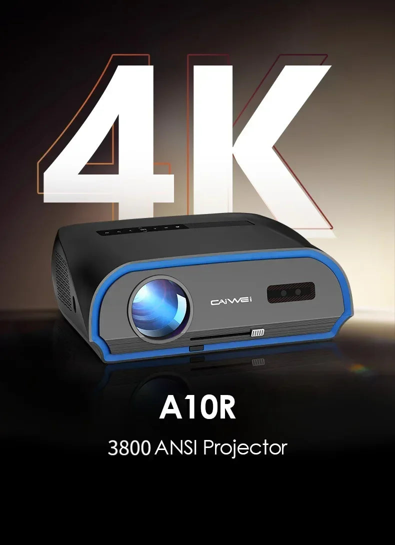 CAIWEI A10R Projector 4k Android for Home Full HD 1080P Auto Focus Wifi 6 3800 ANSI Smart TV Portable Beam projetores no brasil