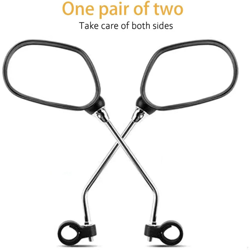 The bicycle rearview mirror can rotate 360 degrees. There is a reflector on the back of the bicycle rearview mirror.