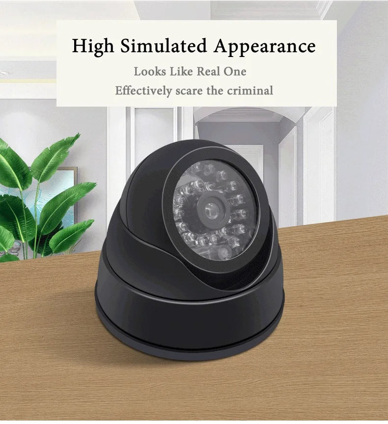 Creative Flashing Led Fake Camera Black Plastic Dome CCTV Dummy Camera Surveillance Security System Power Via AA Battery