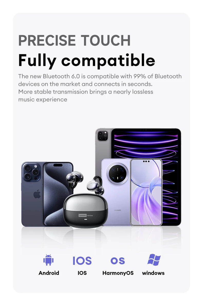 Lenovo LE302 HIFI Stereo Sports Ear Clip Earphones OWS Bluetooth 6.0 Headset Noise Cancelling Headphones Long Endurance Earbuds