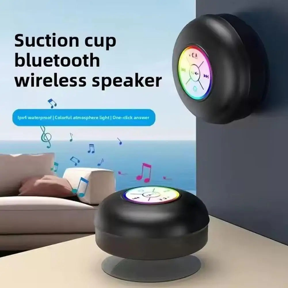 Bathroom Waterproof Bluetooth Speaker with RGB LED Light Mini Outdoor Travel Portable Wireless Shower Suction Cup Speakers