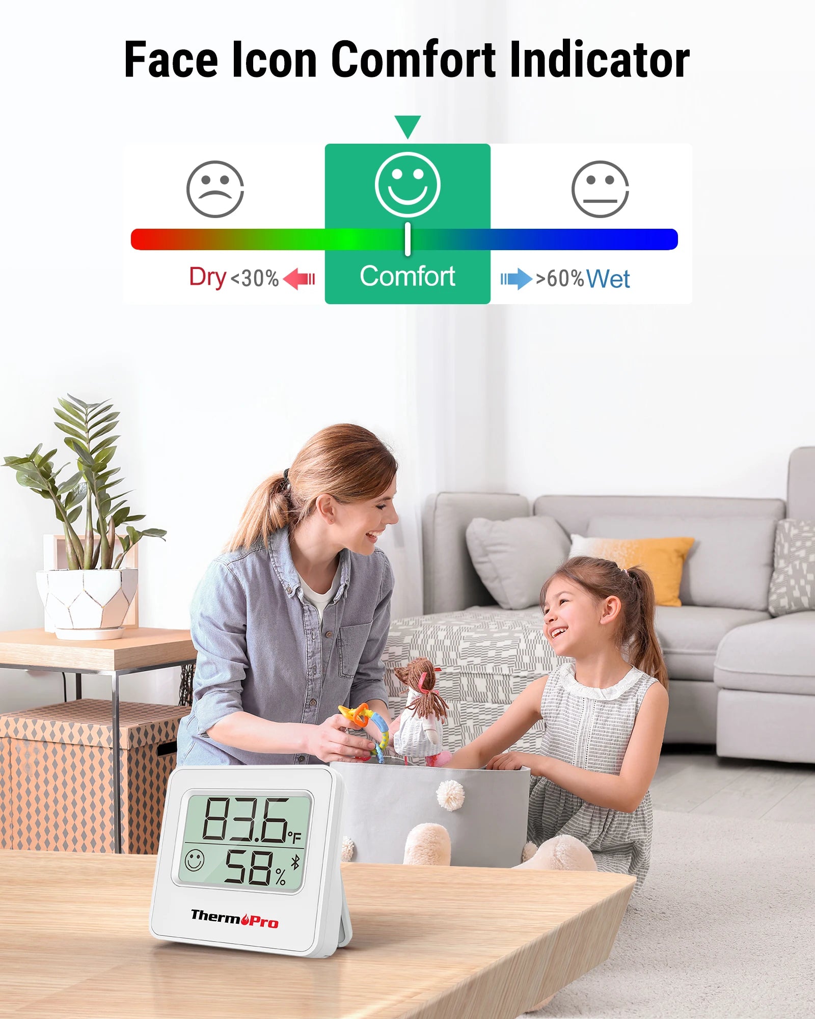 ThermoPro TP357 80M Smart Wireless Digital Thermometer Hygrometer Indoor Mini Room Thermometer Weather Station With Data
