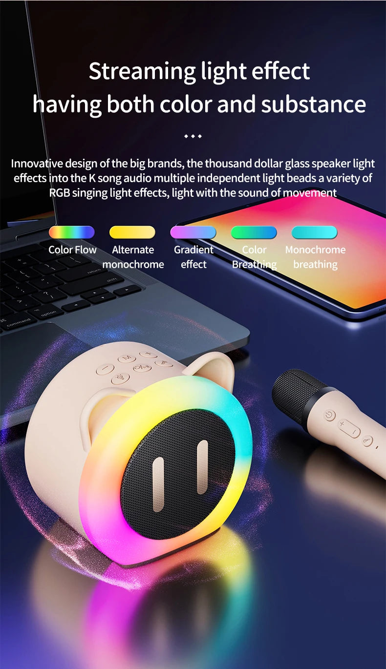 PARAMITA Bluetooth Speaker Portable Home Cute Karaoke Mini Wireless Audio with Microphone Home Karaoke Singing Machine Kids Gift