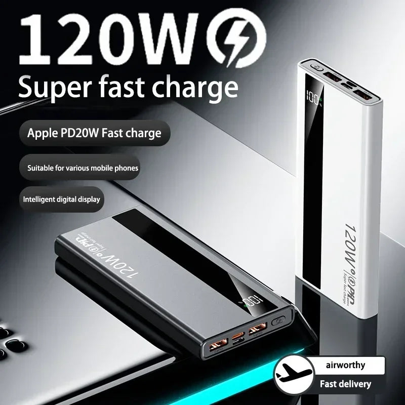 120W Fast Charging Power Bank 500000mAh High Capacity External Battery Digital Display Portable Power Bank For Iphone17 Xiaomi17