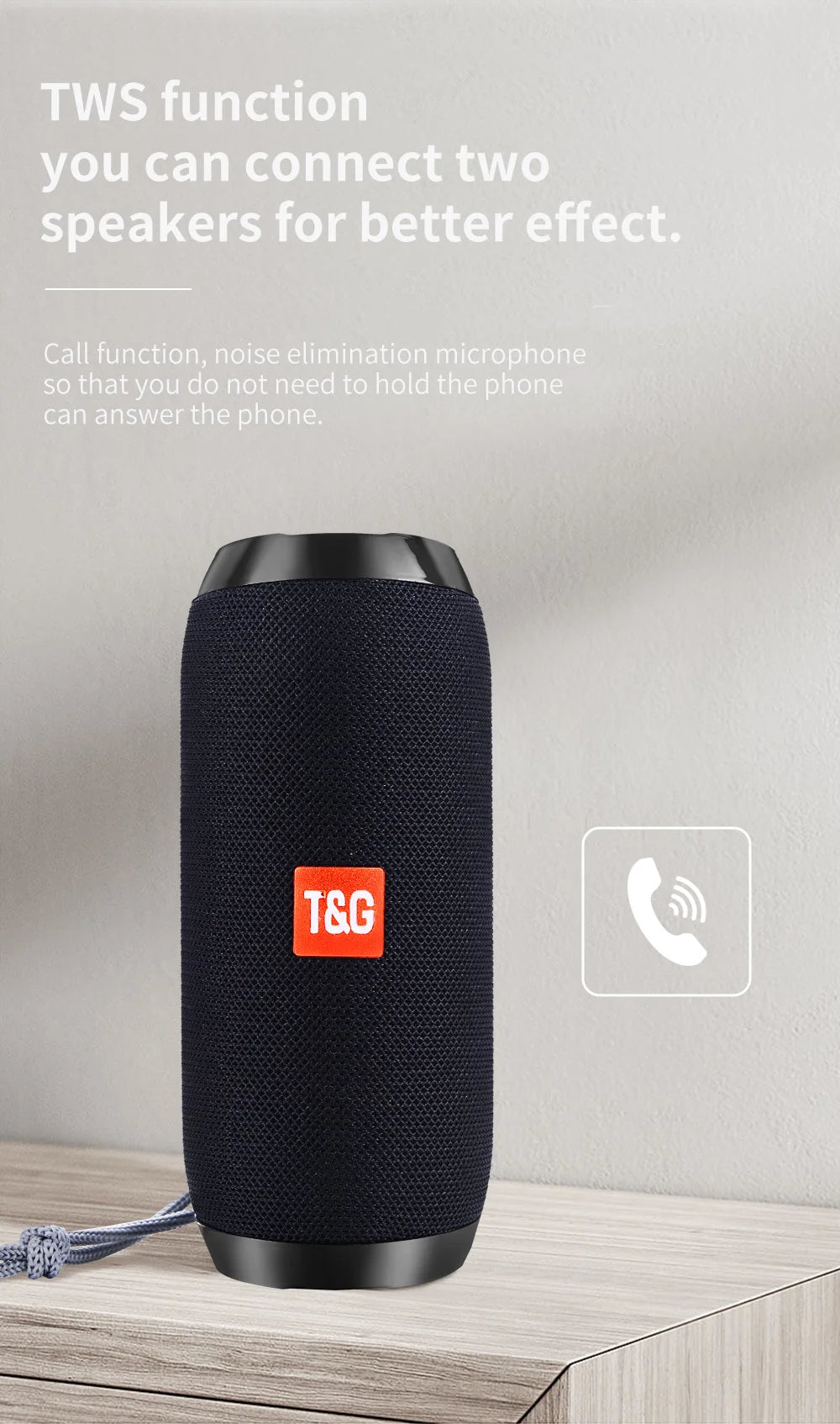 TG117 Bluetooth Speakers Portable Wireless Sound Box  Outdoor Loudspeaker Waterproof Stereo Surround Supports TF Radio