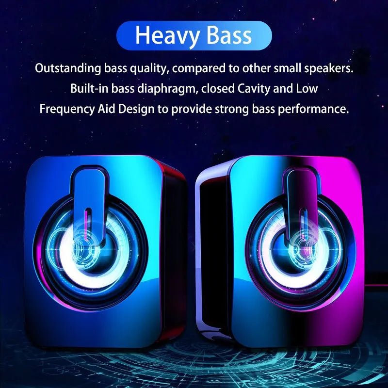 Computer Speakers PC Sound Box HIFI Stereo Microphone USB Wired Mini Computer Sound Box With LED Light For Home Desktop Computer