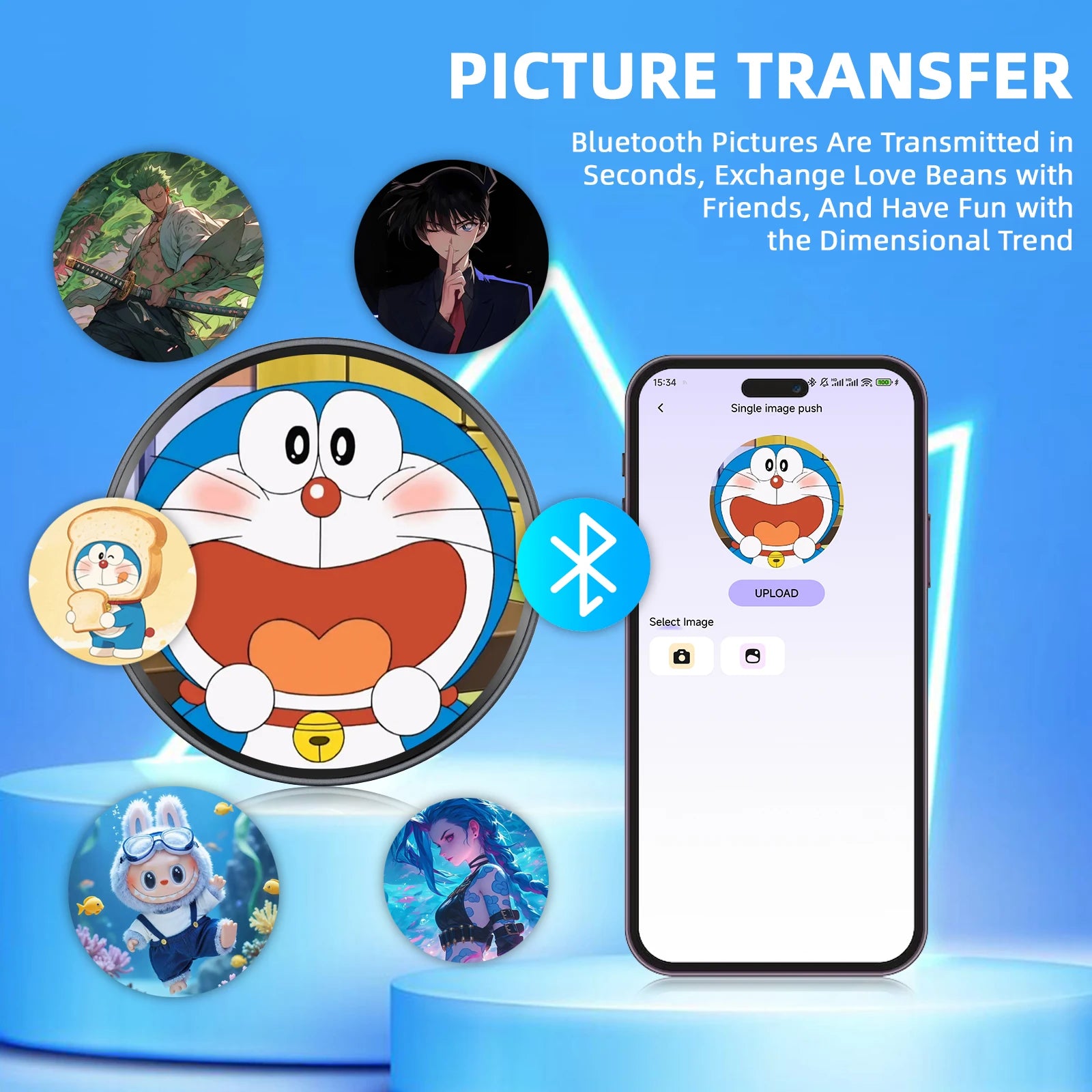 Smart Digital Badge Dynamic Electronic Display Outdoors Small Pendant Fashionable Electronic Badge Digital Show Sceen Home Decor