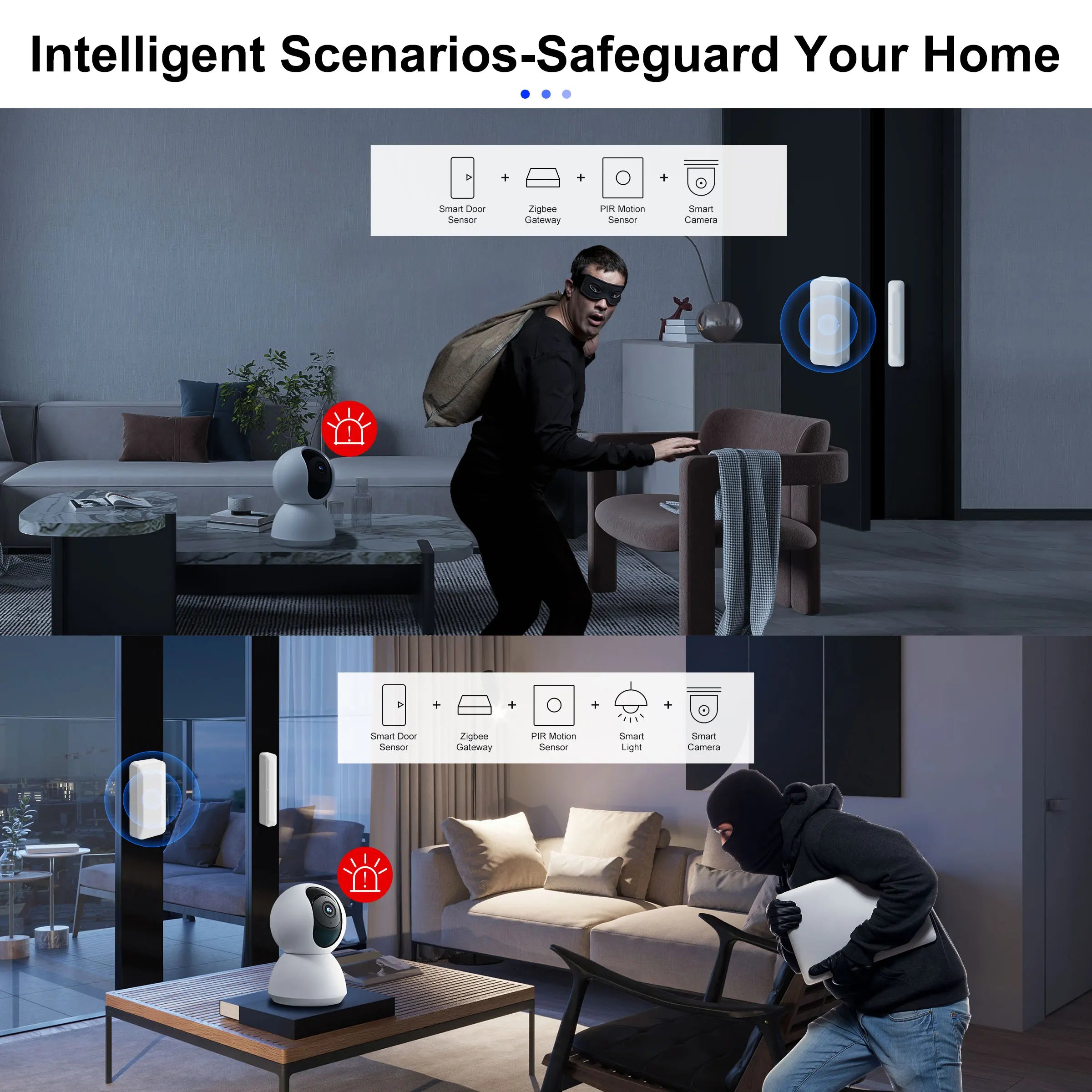 GIRIER Smart Door and Window Sensor ZigBee 3.0 Wireless Contact Detector for Smart Home Security Works with Home Assistant 2MQTT