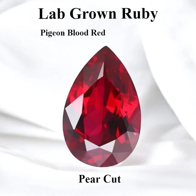 Lab Grown Ruby Various Shape Pigeon Blood Red Charms Gemstone for DIY Jewelry Making Materials Selectable Certificate