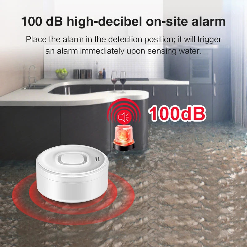 4Pack Water Leak Alarm Detector, 100dB Loud Alert Water Sensor, IP55 Waterproof, Sensitive Leak and Drip Alert, Easy Installati