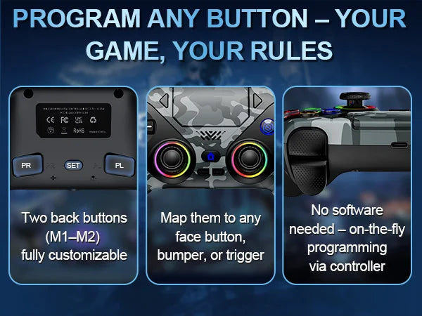 Wireless RGB Light Gamepad For Playstation 5 Controller Console Gaming Controller With Turbo Dual Sense Vibrate Programming