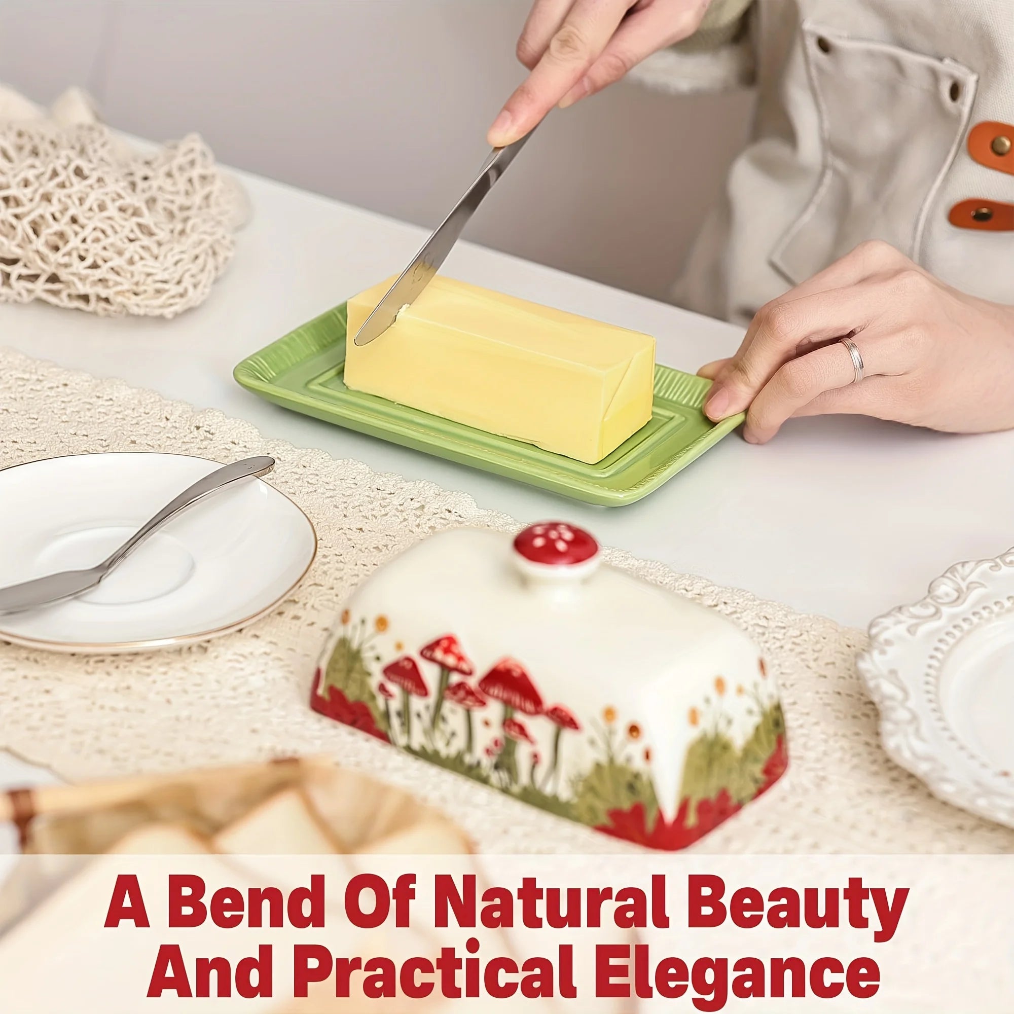 [Microwave Safe] Ceramic Butter Dish with Lid | 1pc | Ceramic | Dishwasher, Freezer, Oven, and Microwave Safe
