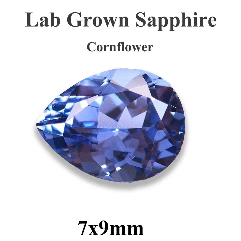 Lab Grown Sapphire Pear Cut Multiple Colors Available VVS1 Gemstone DIY Jewelry Making Materials with Selectable Certificate