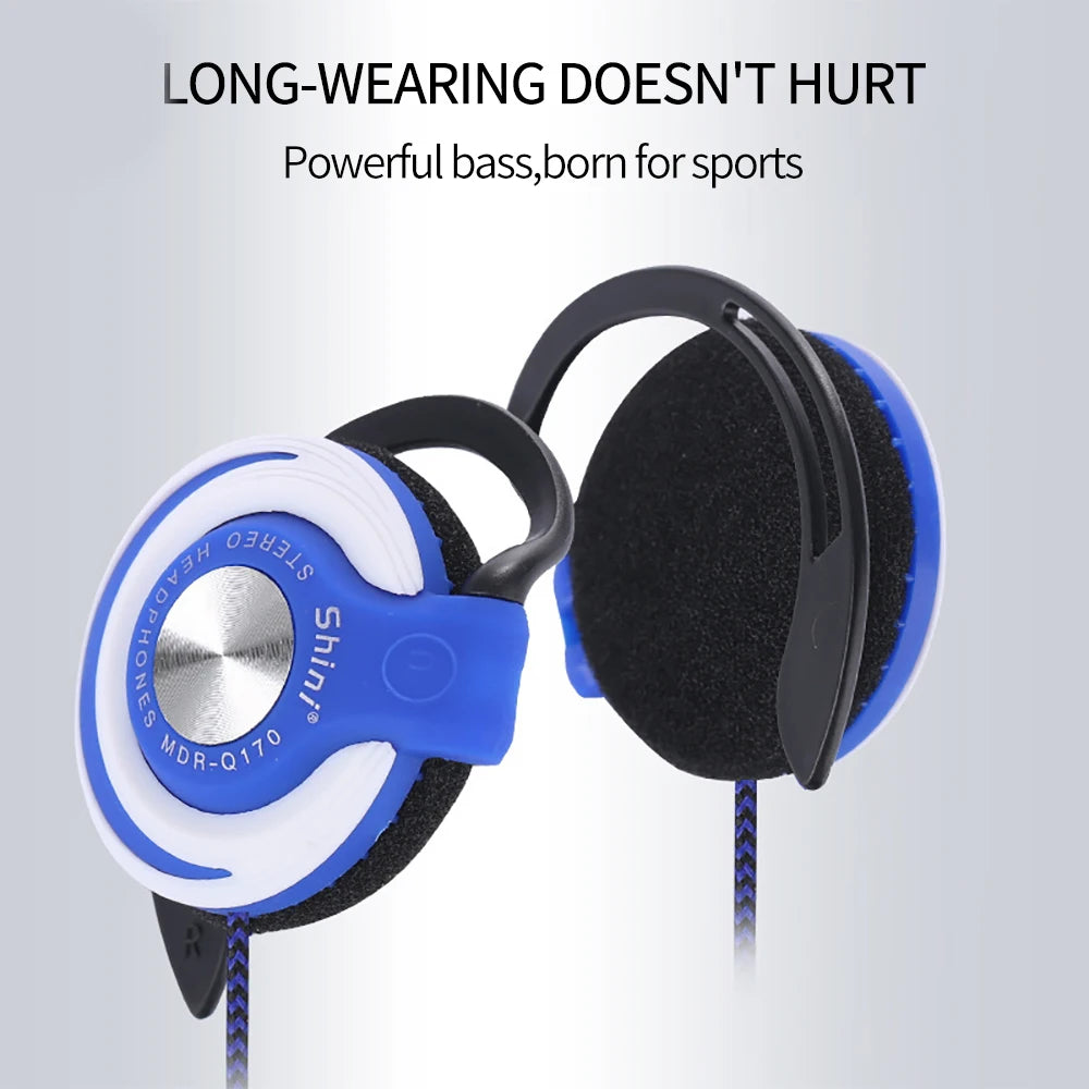 3.5mm Wired Headphones Heavy Bass Headset Over-ear Adjustable Ear Hook Earphones Music Earphone for Phone