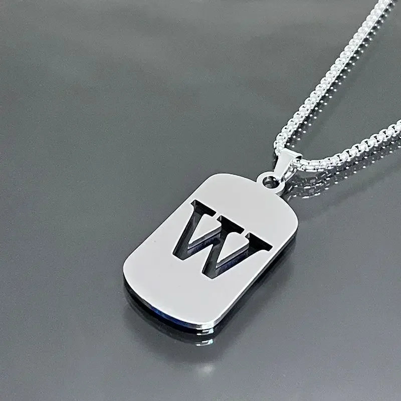 Fashion Punk A-Z Initial Tag Letter Stainless Steel Pendant Necklaces for Men Women Wholesale Jewelry Lot Collar Jewelry Goth