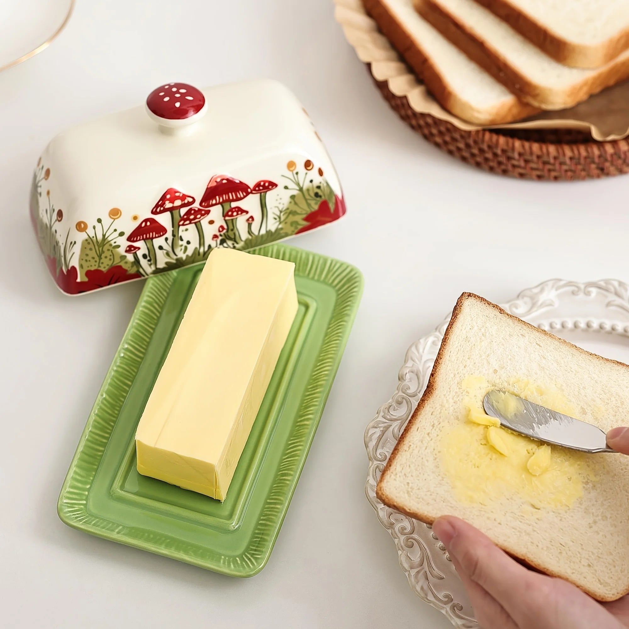 [Microwave Safe] Ceramic Butter Dish with Lid | 1pc | Ceramic | Dishwasher, Freezer, Oven, and Microwave Safe