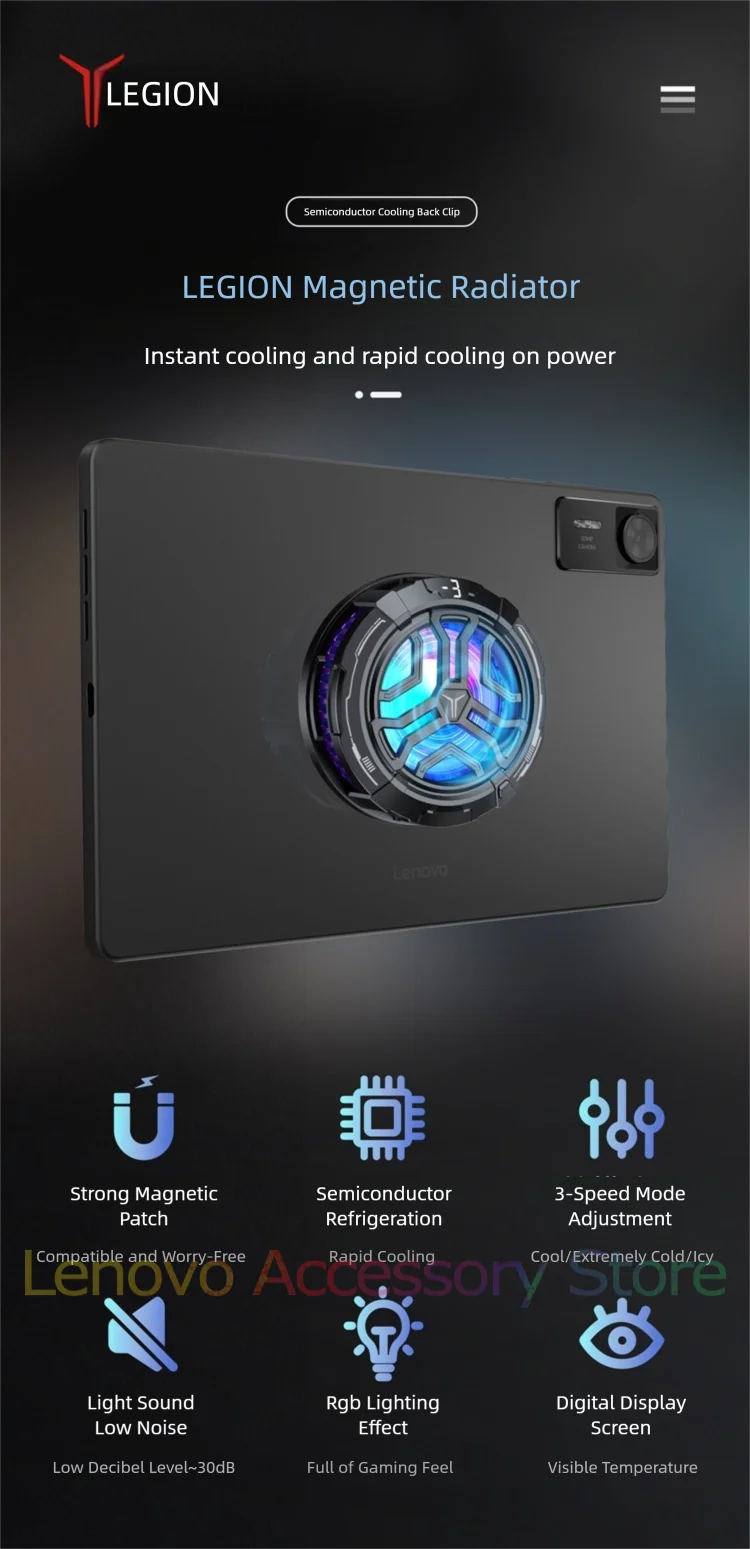 Legion Magnetic Cooler Cooling Back-clip For Lenovo Y700 Tablets Phones Heatsink 3 cooling mode Adjustment Digital Display