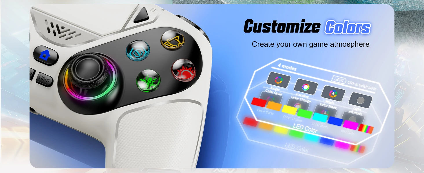 Wireless RGB Light Gamepad For Playstation 5 Controller Console Gaming Controller With Turbo Dual Sense Vibrate Programming