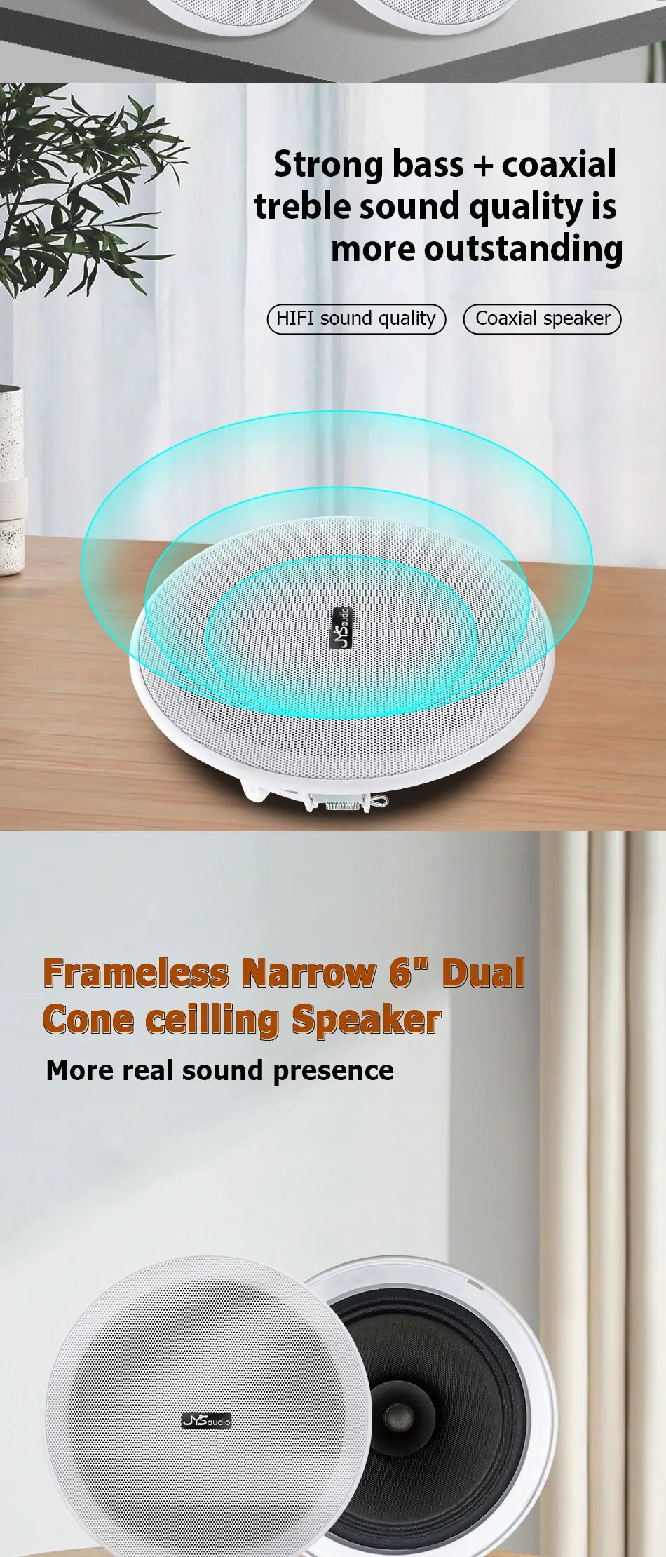 Smart Audio System Home Theater Sound Amplifier Wall Screen WiFi Bluetooth Amp Full House Speaker Setup 6INCH Ceiling Speakers