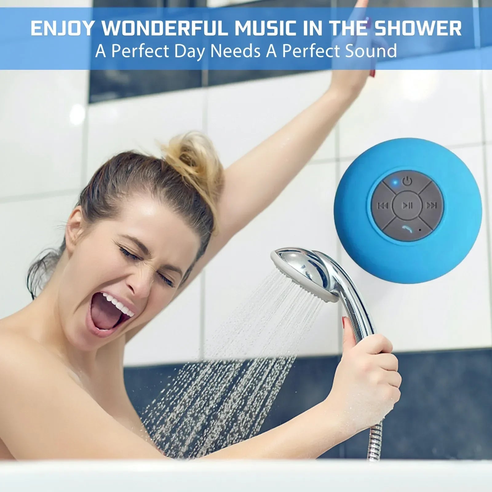 Portable Wireless Bluetooth Speaker Audio Waterproof Easy-Access Control Buttons Music Player for Office Car Home Shower Speaker