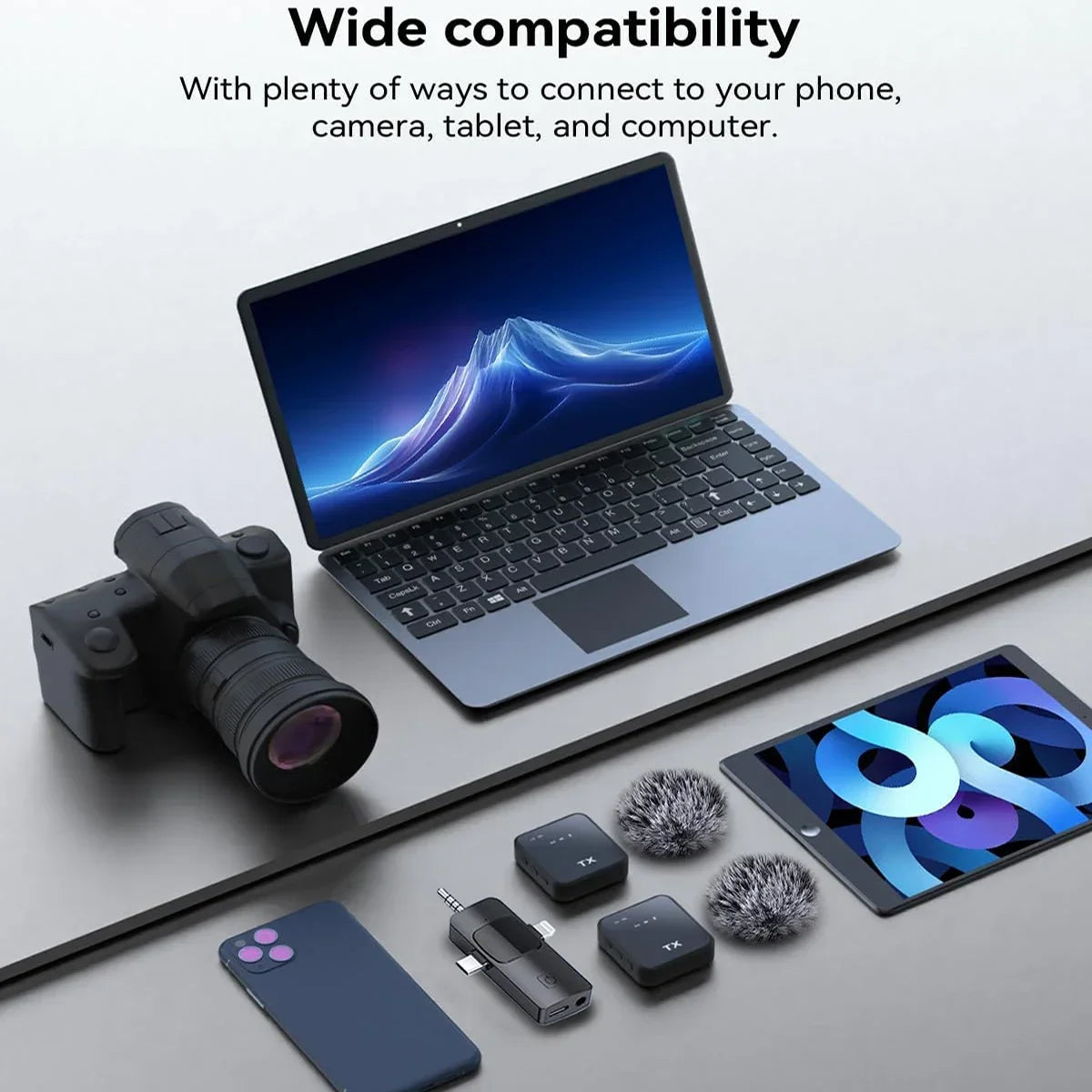 Lenovo Wireless Lavalier Microphone for iPhone Android Microphone Reverb Sound Video Recording Podcast Noise Reduction Clip mic