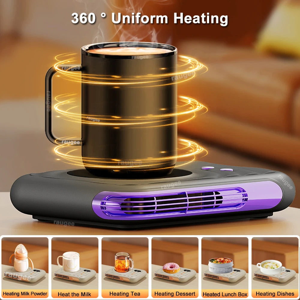 2 in 1 Electric Cup Heater Mug Warmer Coffee Cup Warmer Thermostatic Heating Coaster Milk Tea Coffee Cup Warmer for Office Home