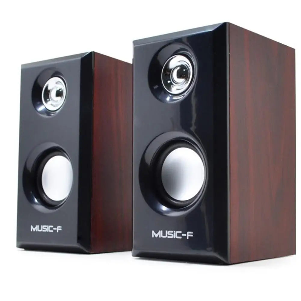 USB Wired Wood Speakers Bass Stereo Subwoofer Sound Box 3.5mm AUX Input USB Power Computer Speakers For Desktop PC Smart Phone