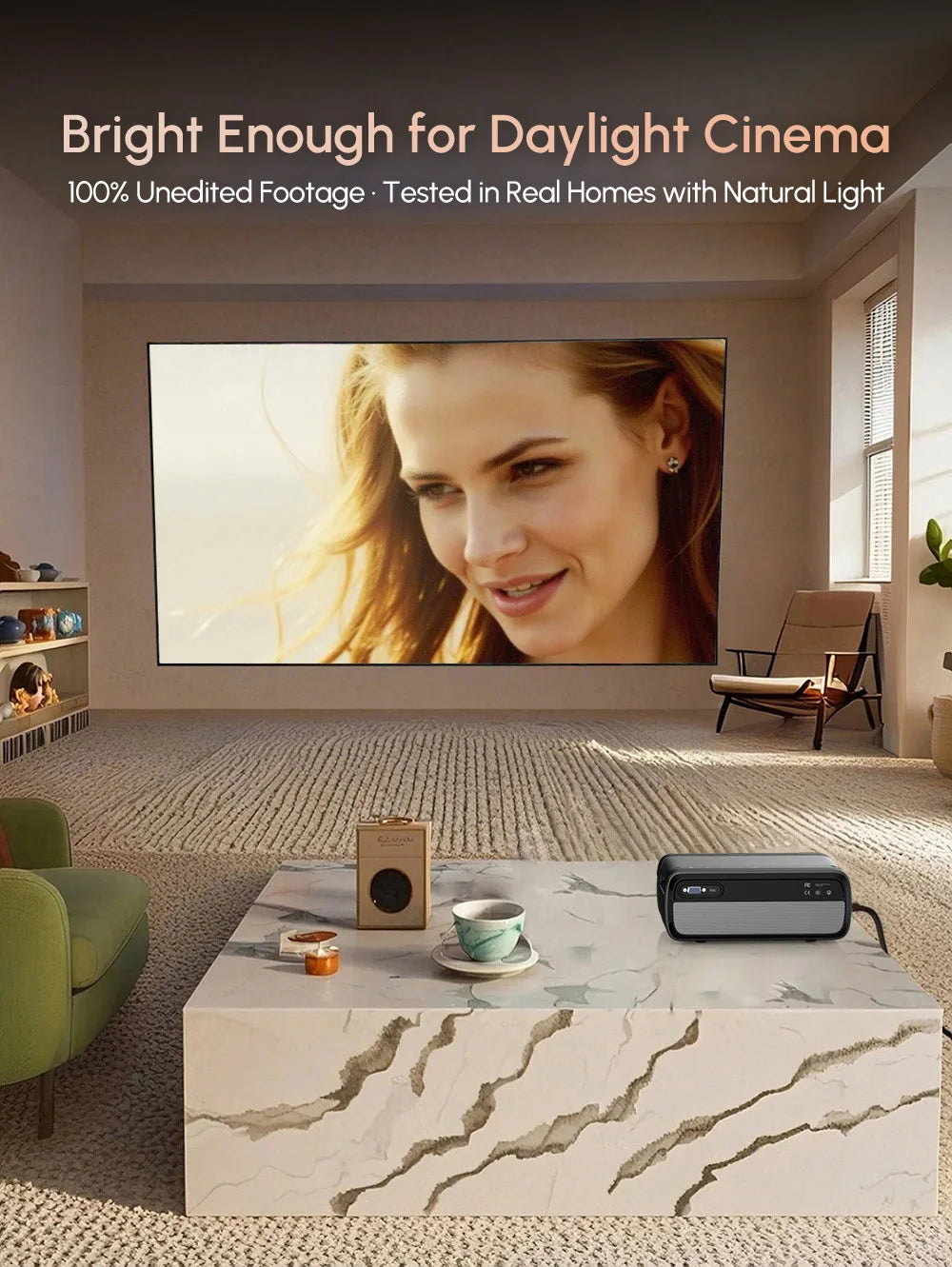 4K Projector 3200ANSI Netflix Certified Native 1080P Android 14 Auto Focus Auto Keystone WiFi6 BT5.4 Outdoor Home Theater HDR10