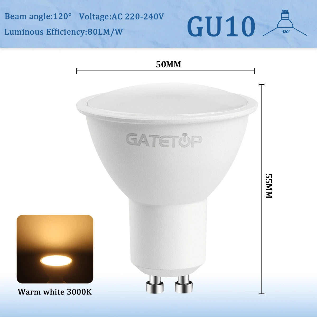 4-20pcs GU10 Led Spotlight Bulb dimmable warm cold white light 120° 38° 3000K 4000K 6000K  for home bedroom derec Recessed Light