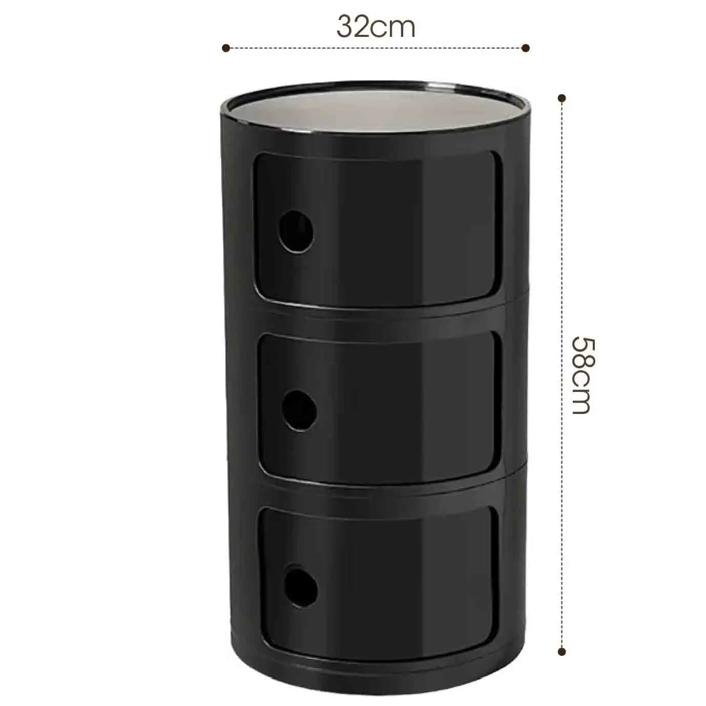 Plastic Round Nightstand Bedside Table Cabinet with Sliding Doors Round Storage Bedside Cabinet Nightstand  for Living Bedroom