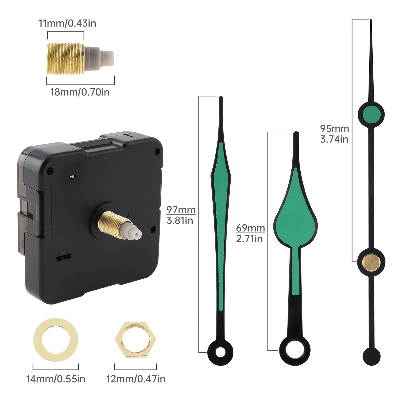 Quartz Battery Operated Silent Wall Clock Movement Mechanisms for DIY / Repair, Clock Parts Replacement