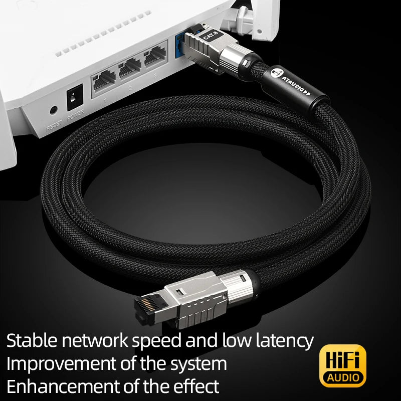 Hi-end HiFi Ethernet Cable for Laptop Router Computer Cat.8 Internet Cord 40Gbps 2000MHz Internet Gaming-grade Network Cable