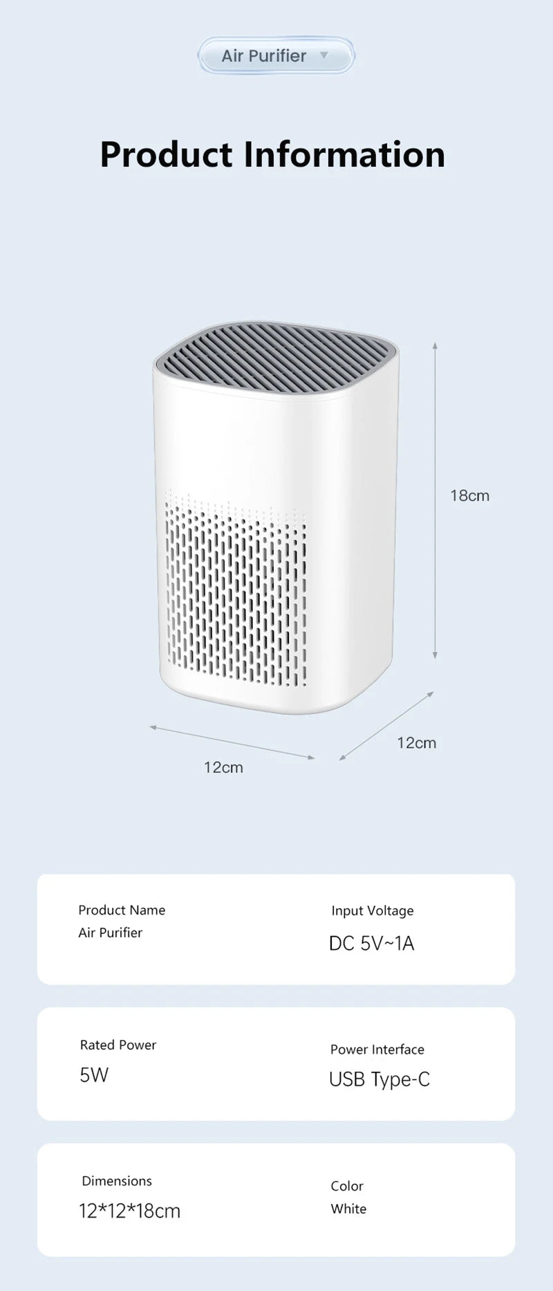 Air Purifier Smoke Odor Negative Ion Generator Household HEPA Air Purifier Efficient Purify Air Formaldehyde For Car Room