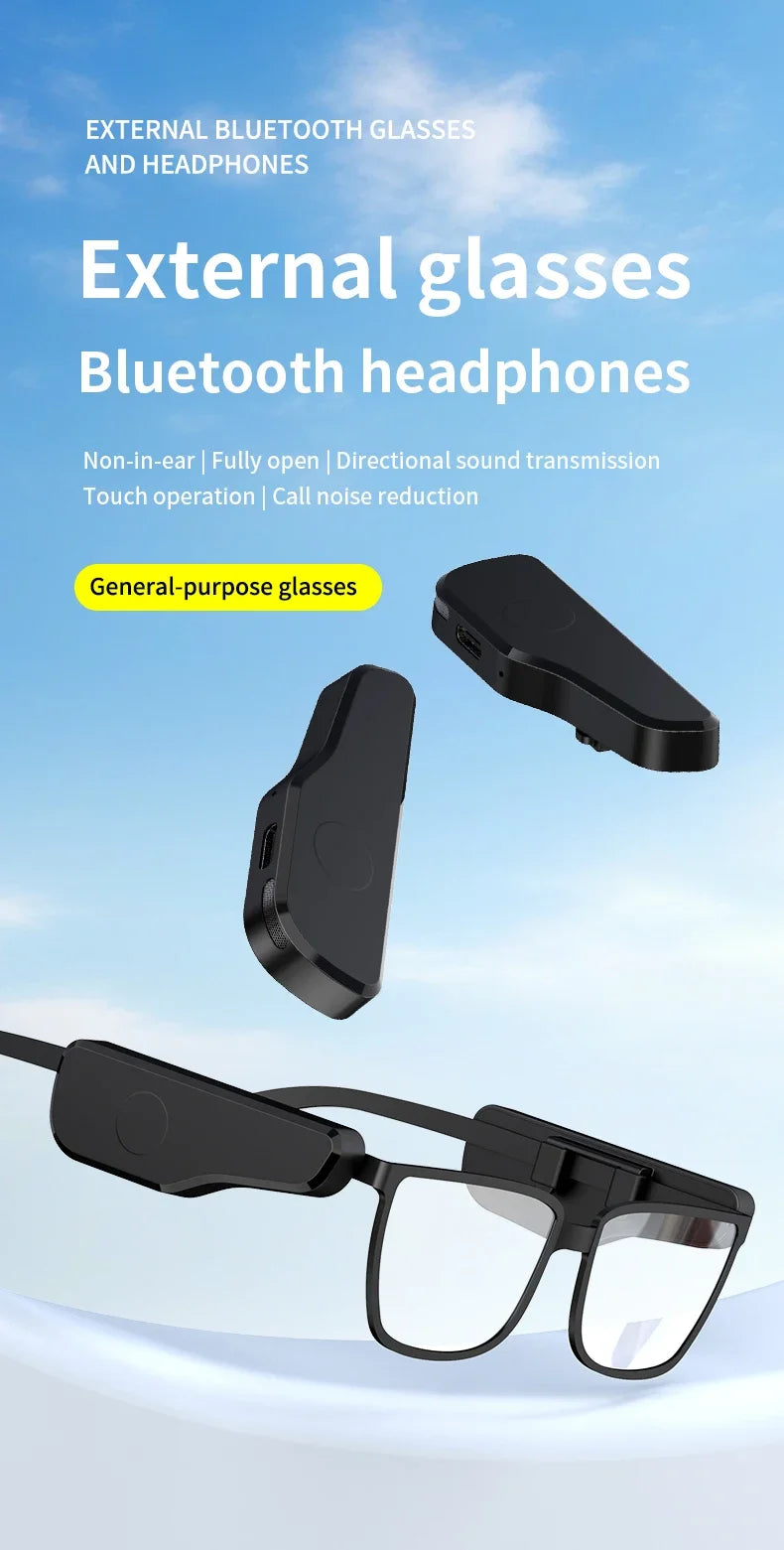 Wireless Headphones for External Glasses Headphones Bluetooth 5.3 Stereo Headset Noise Reduce Handsfree Call Touch Headset