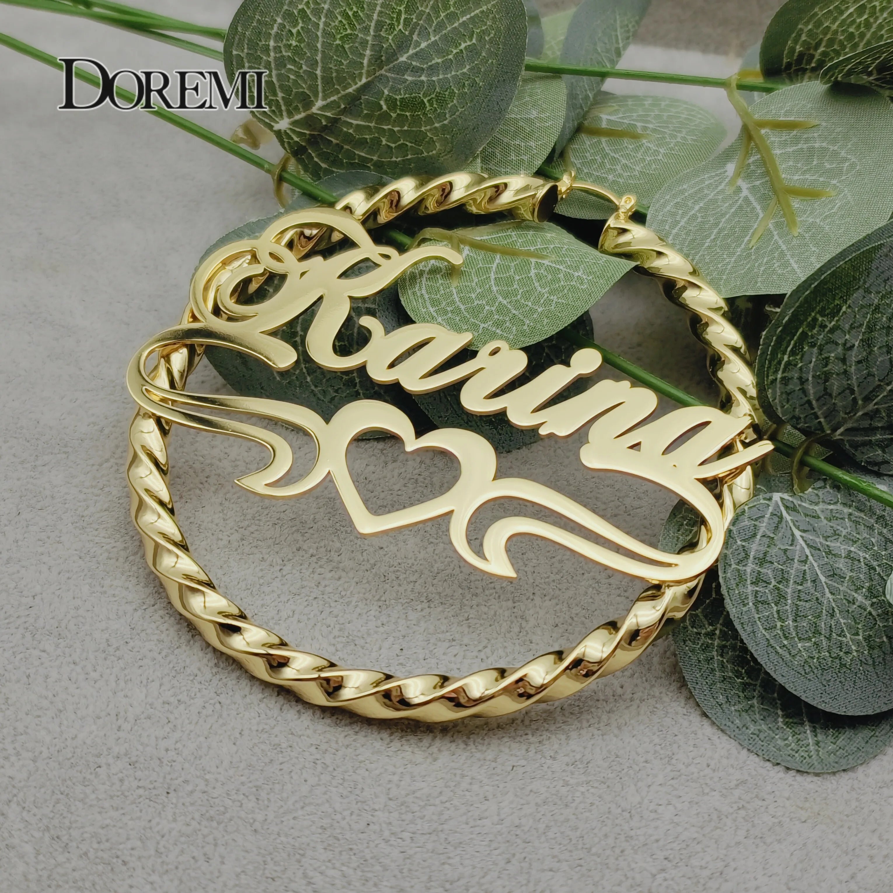 DOREMI 30/50/70/90MM Custom Name Earring Big Hoops Cat Character Stainless Hip Hop Style Earrings Custom Earrings for Women Gift