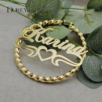 DOREMI 30/50/70/90MM Custom Name Earring Big Hoops Cat Character Stainless Hip Hop Style Earrings Custom Earrings for Women Gift