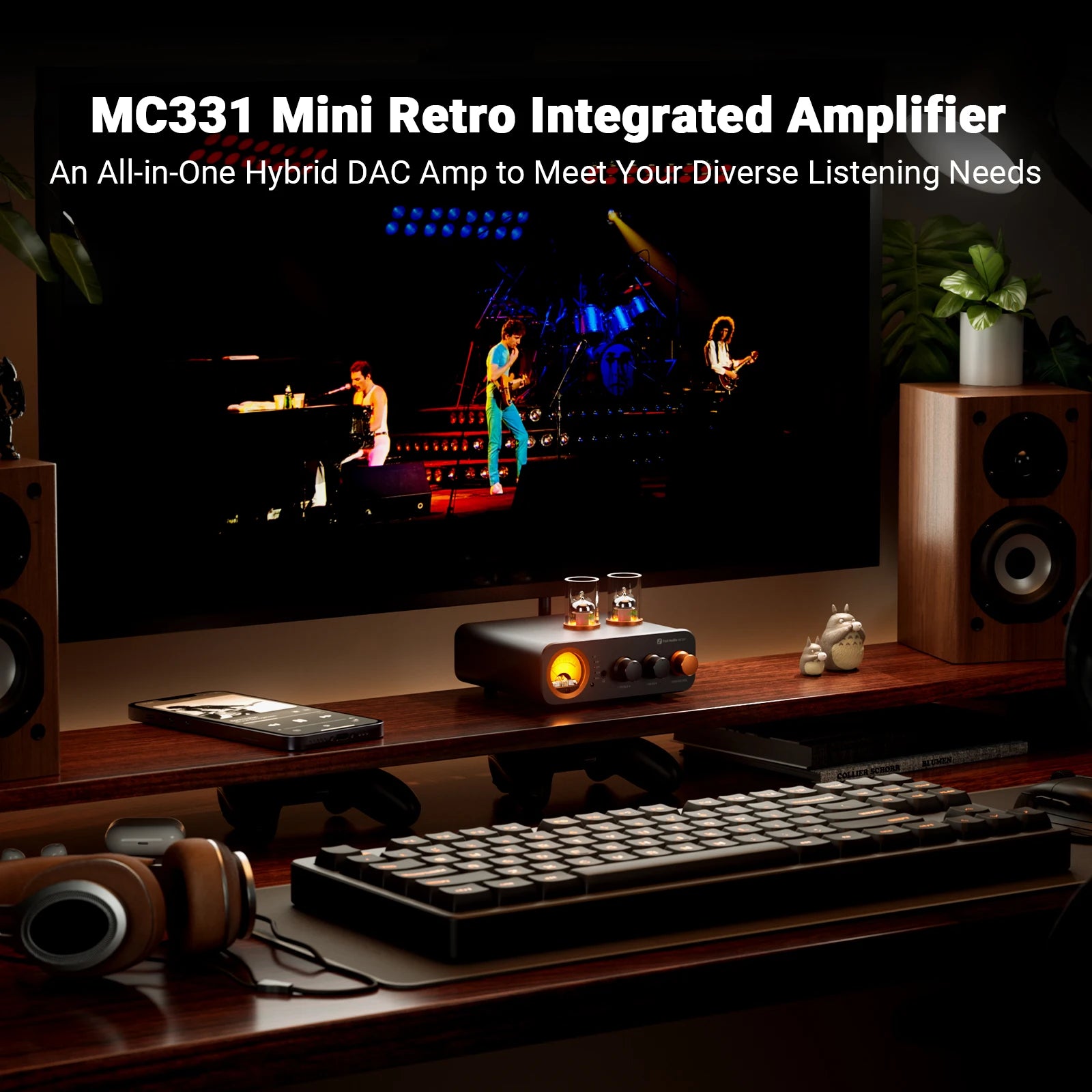Fosi Audio MC331 2.0 Channel Bluetooth Stereo DAC Amplifier, Mini Audio Power Amp for Passive Speaker, USB DAC Headphone Amp