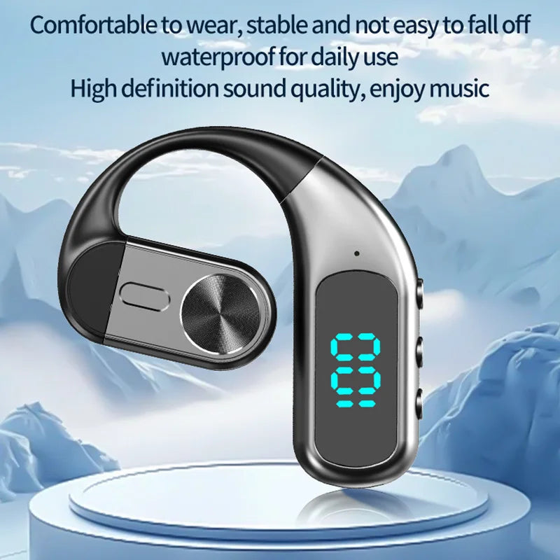 Single Ear Bluetooth 5.5 Wireless Earphone LED Display Ear-Hook Headset 180° Rotatable Wireless Earbuds Waterproof Sport Headset