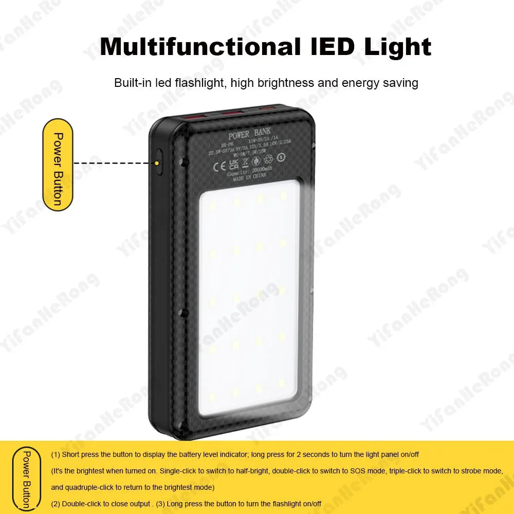 22.5W Wired +15W Wireless External Power Bank Case Battery Charge Storage Box Battery Holder 6*18650 20000mAh Power Bank Case